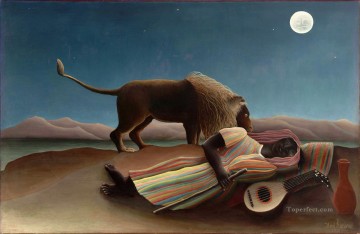 100 の偉大な芸術 Painting - アンリ・ルソー『眠れるジプシー』